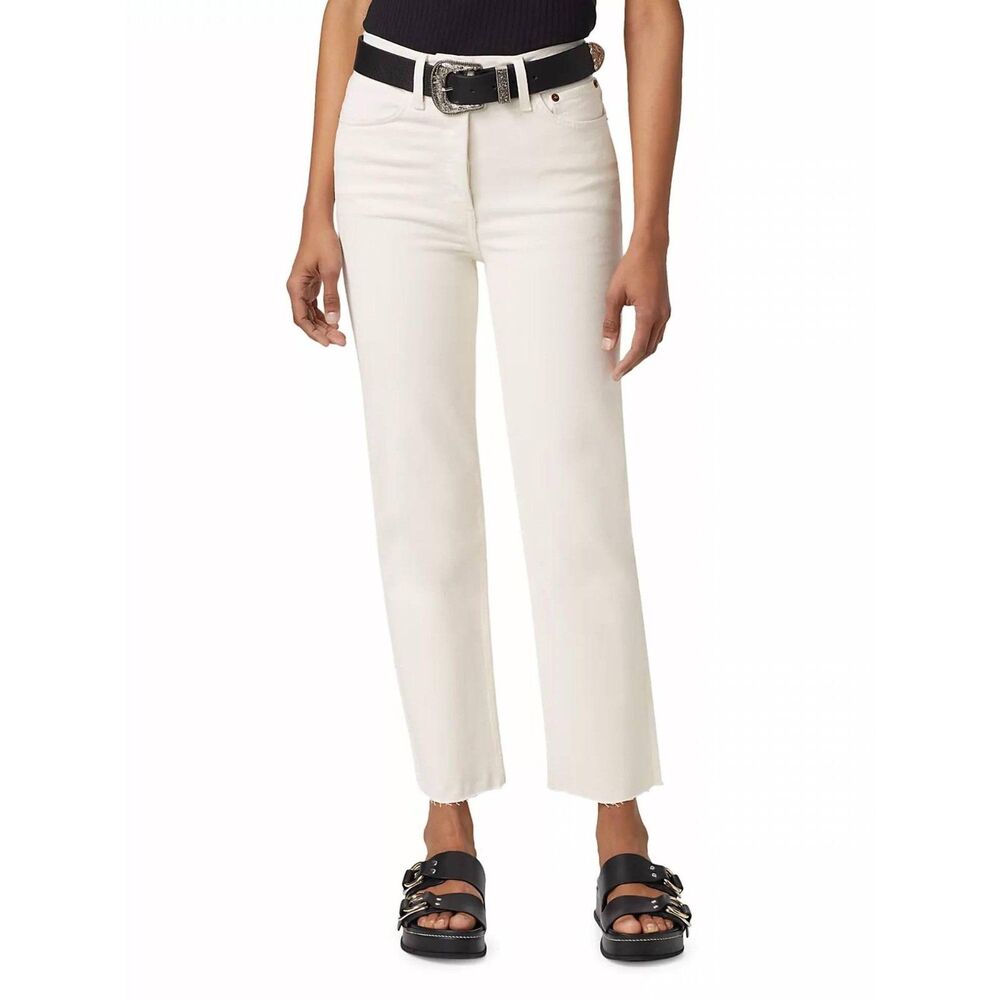 RE/DONE 70s Ultra High Rise Stove Pipe Jeans Raw Hem Jeans Vintage White Sz 28